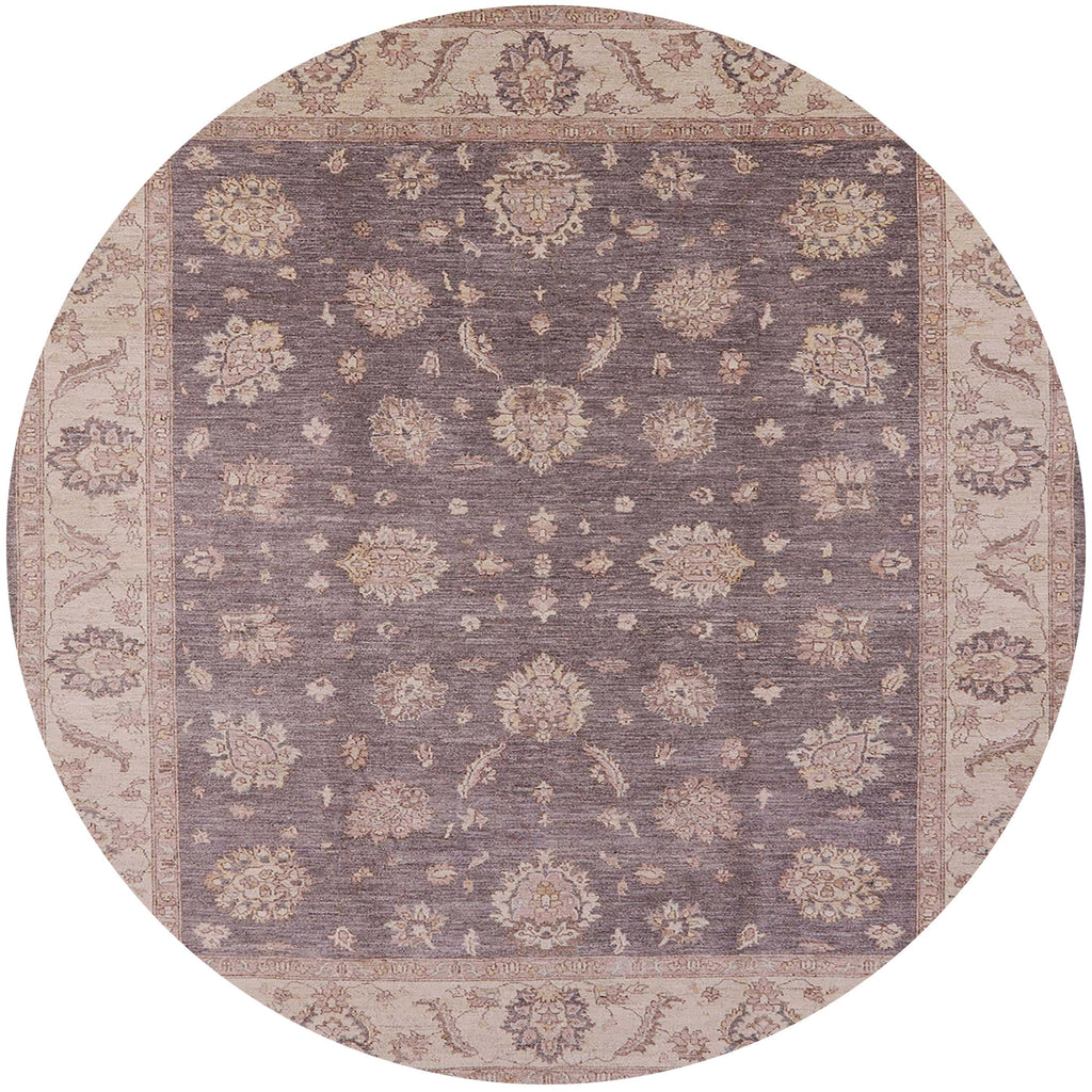 Mauve Taupe Purple Round Oriental Area Rug R805275