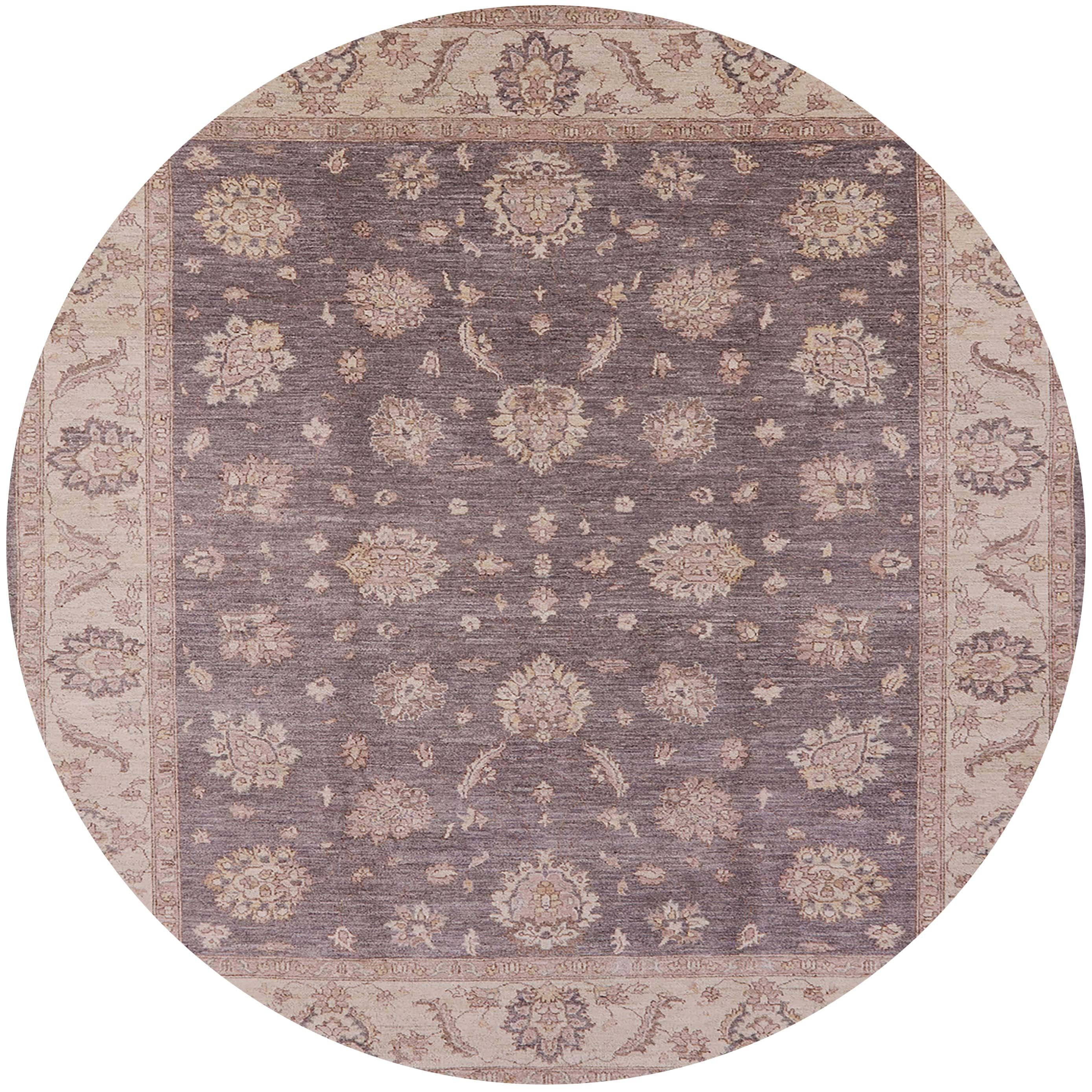 Mauve Taupe Purple Round Oriental Area Rug R805275