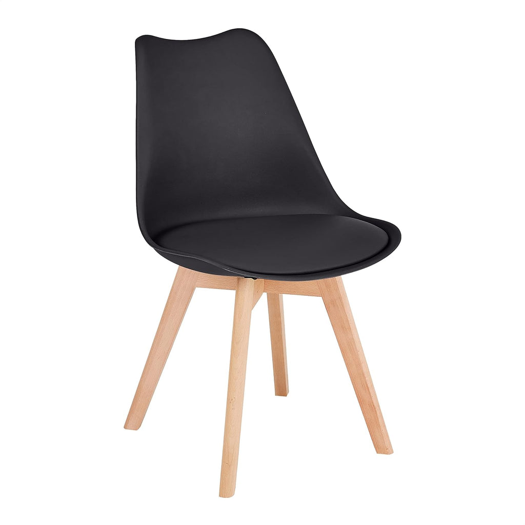 Black Mid Century Modern Side Chair with Wood Legs, Set of 2 R796182