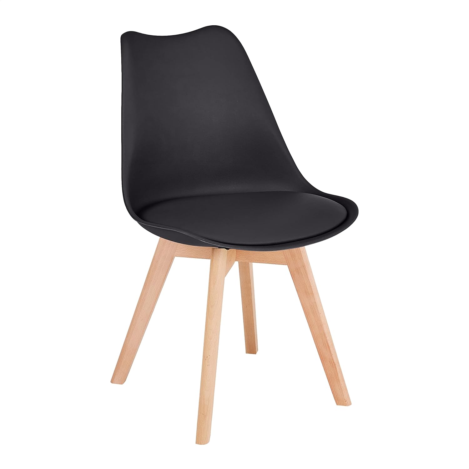 Black Mid Century Modern Side Chair with Wood Legs, Set of 2 R796182