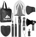 Black High Carbon Steel Folding Survival Shovel with Carrying Pouch S42068