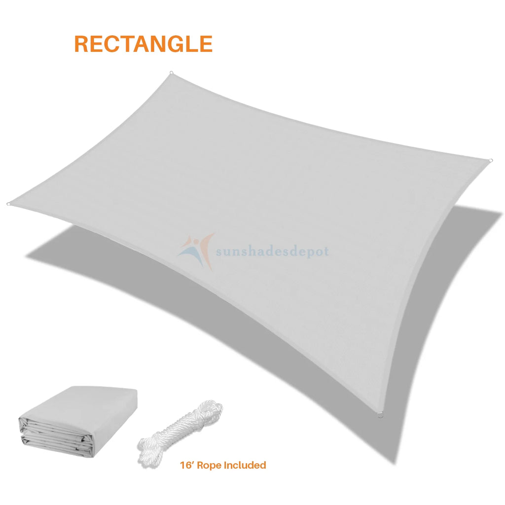 16 FT x 23 FT Rectangle Waterproof Knitted Shade Sail Curved Edge Light Grey 180 GSM UV Block Shade Fabric Canopy Replacement M14409