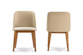 Walnut Light Brown and Beige Faux Leather Dining Chair (Set of 2) P243