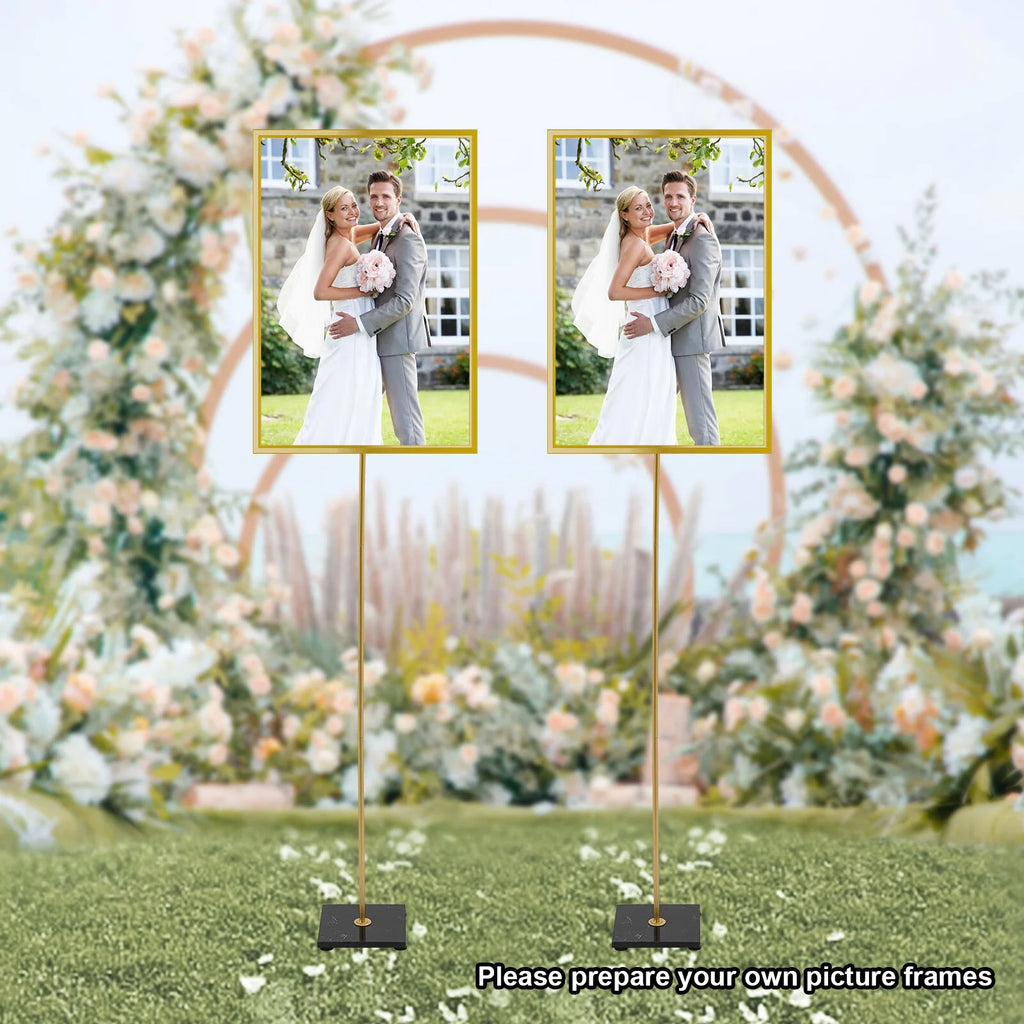 63" Tall Metal Easel Stand with Marble Base W580