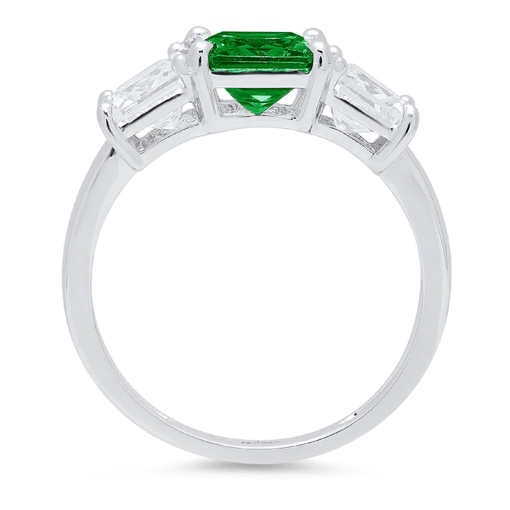 18K White Gold Three-Stone Ring SZ 7.75 J111640