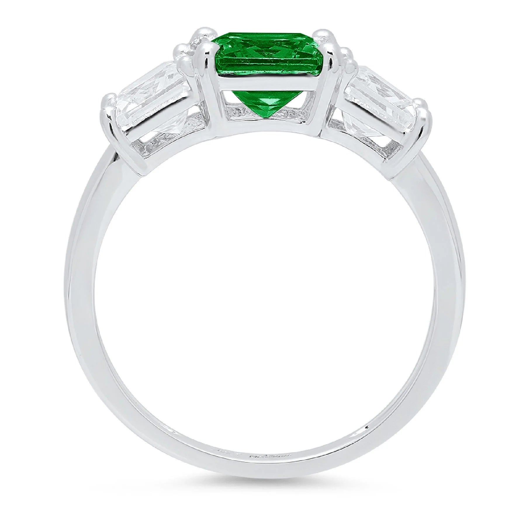 18K White Gold Three-Stone Ring SZ 7.75 J111640