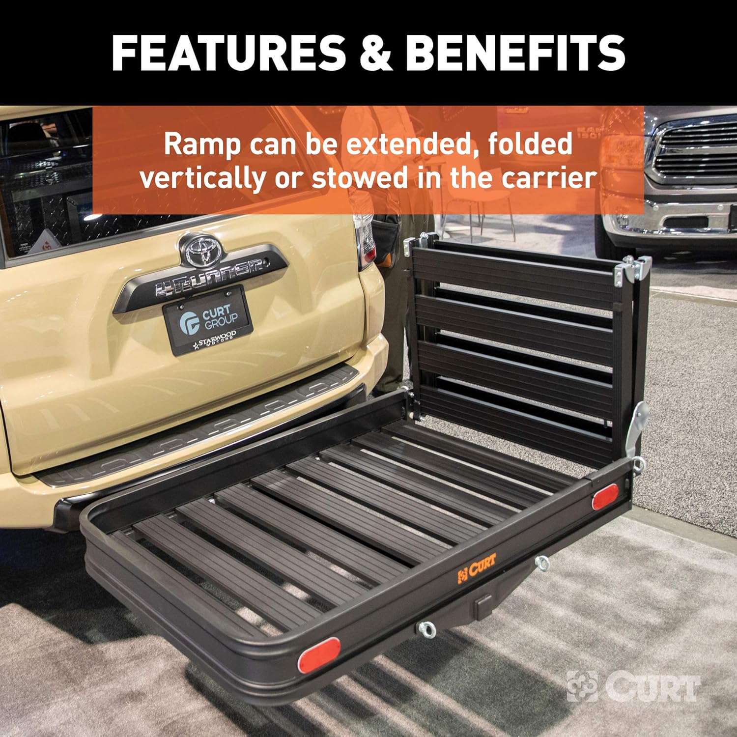 Black Aluminum Hitch Cargo Carrier with Ramp E9139