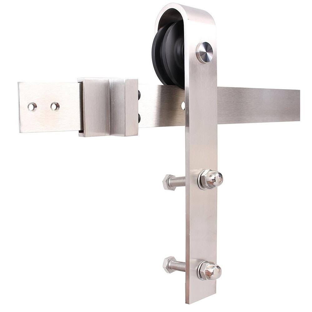 24 in. x 84 in. Weather Gray Stained Solid Knotty Pine Wood Interior Sliding Barn Door with Sliding Hardware Kit Q346359