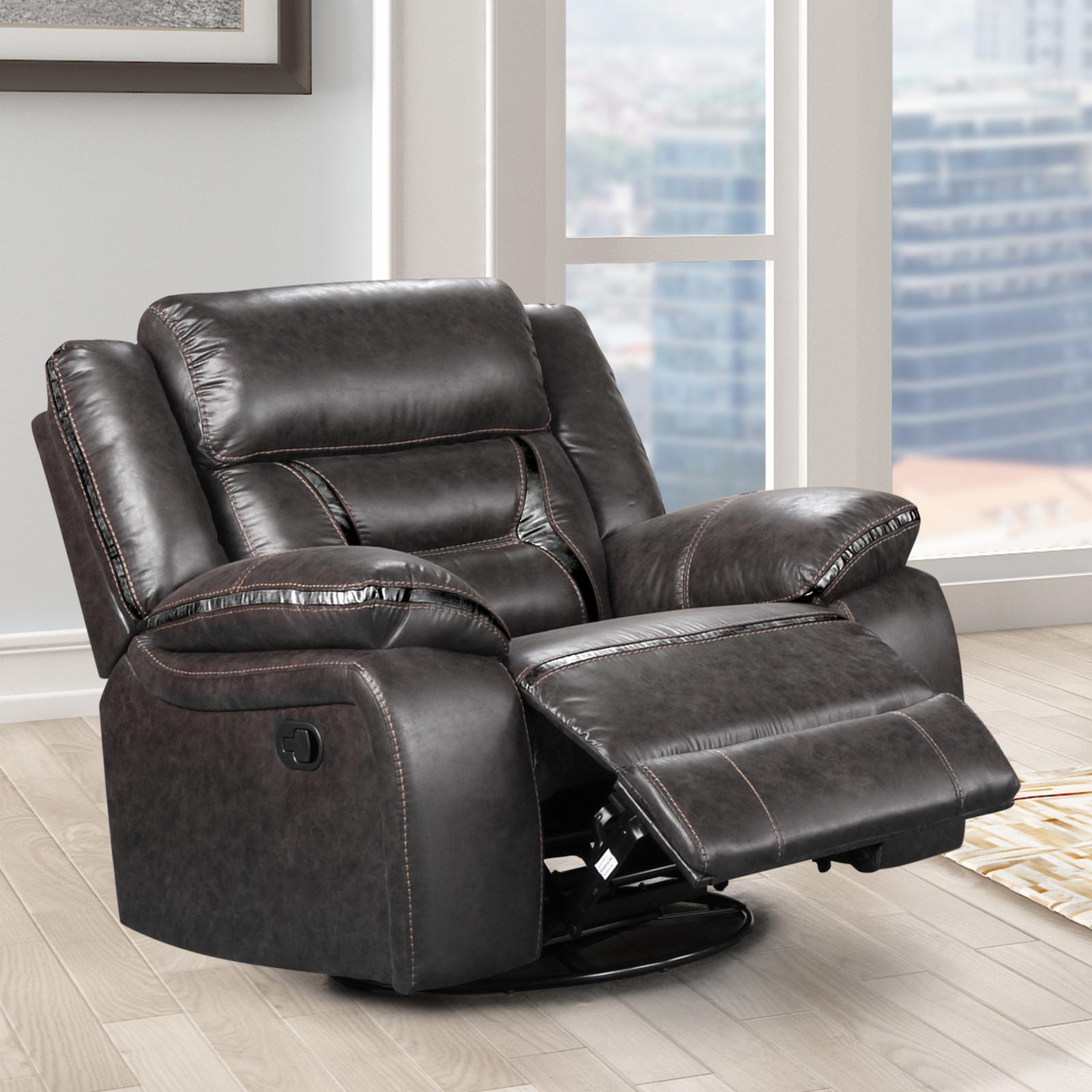 Dark Chesnut Manual Recliner Chair with Console K49923
