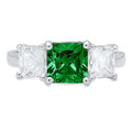18K White Gold Three-Stone Ring SZ 7.75 J111640