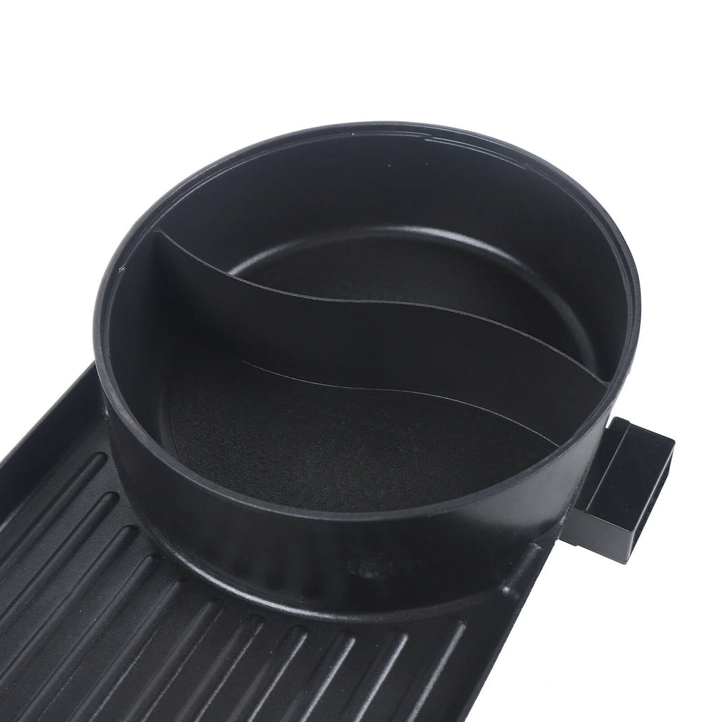 2 in 1 Portable Electric BBQ Grill Hot Pot Non-Stick Pan F7327