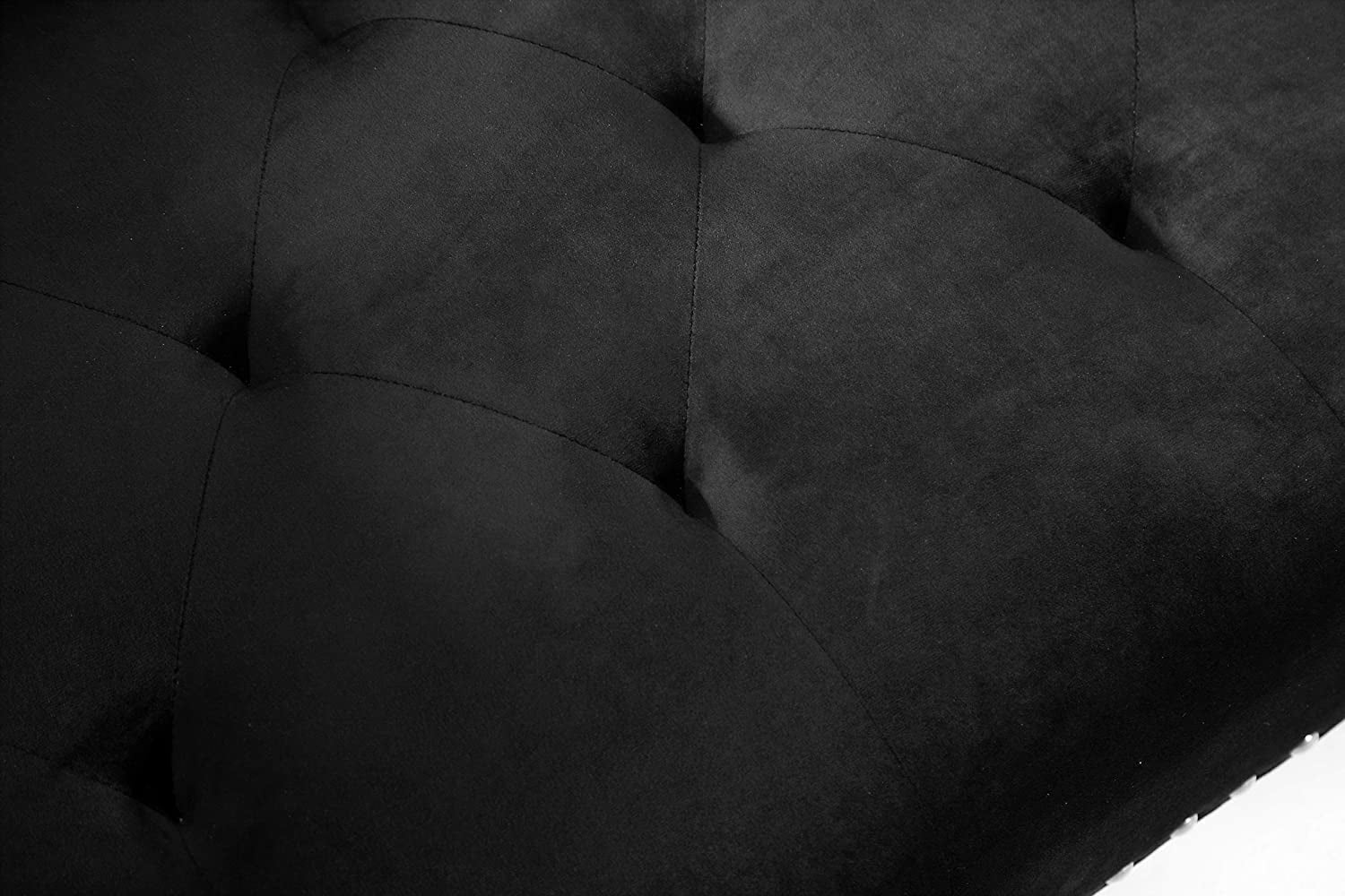 Convertible Sectional Sofa L Shape Couch Sleeper Bed Black Velvet with Wood Legs F4326