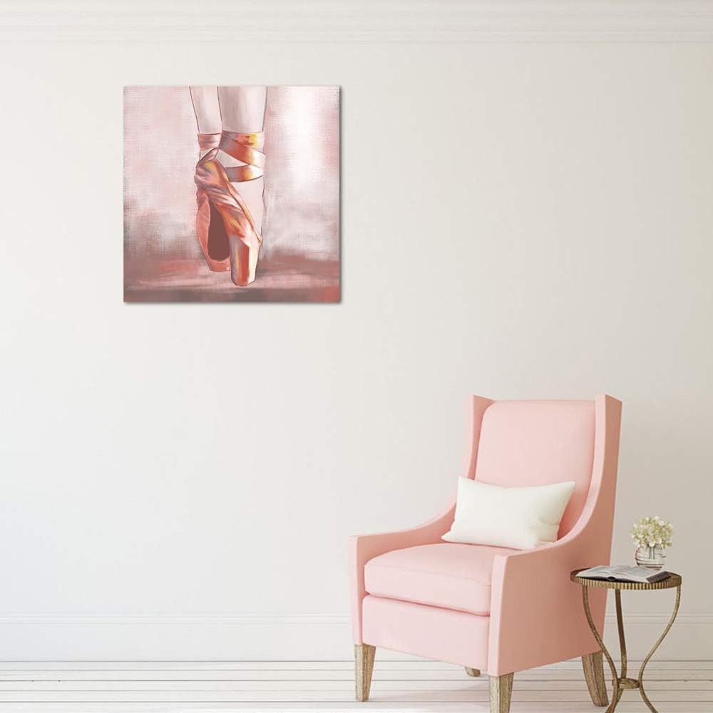 Pink Ballet Shoes Canvas Framed Artwork 24x24 D241