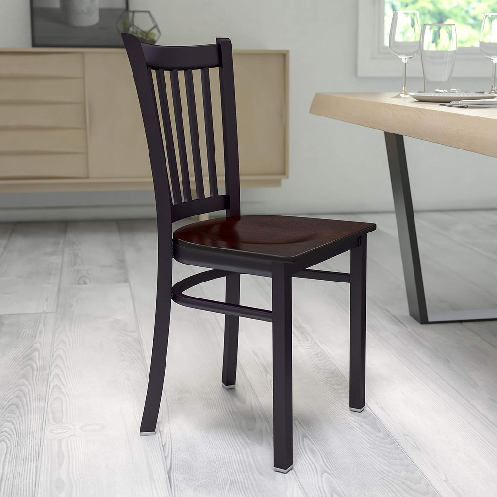 Black Walnut Wood Seat Metal Restaurant Chair G9561