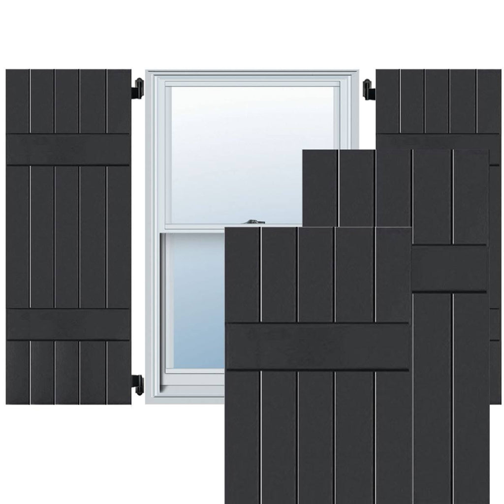18 in. x 49 in. Exterior Real Wood Board and Batten Shutters Pair W12286