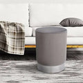 Gray Velvet Round Ottoman S652
