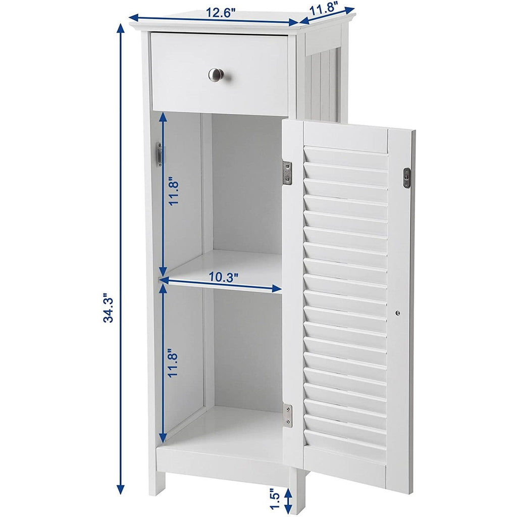 White Wood Finish Bathroom Floor Cabinet with Drawer G31368