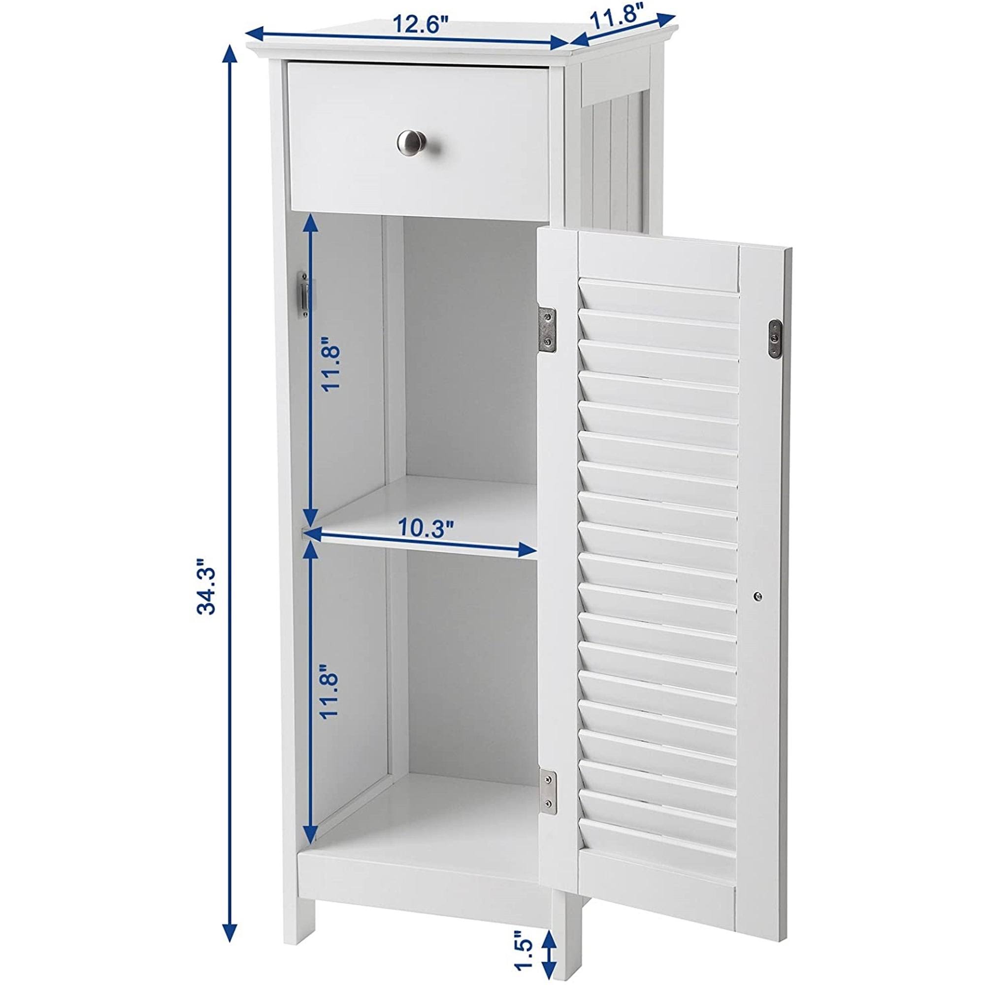 White Wood Finish Bathroom Floor Cabinet with Drawer G31368