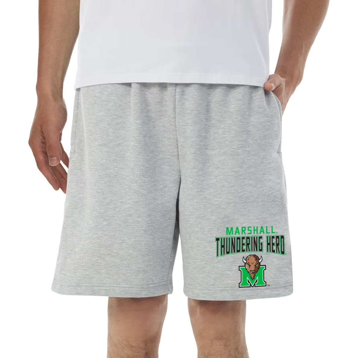 Gray Marshall Thundering Herd Fleece Shorts T939