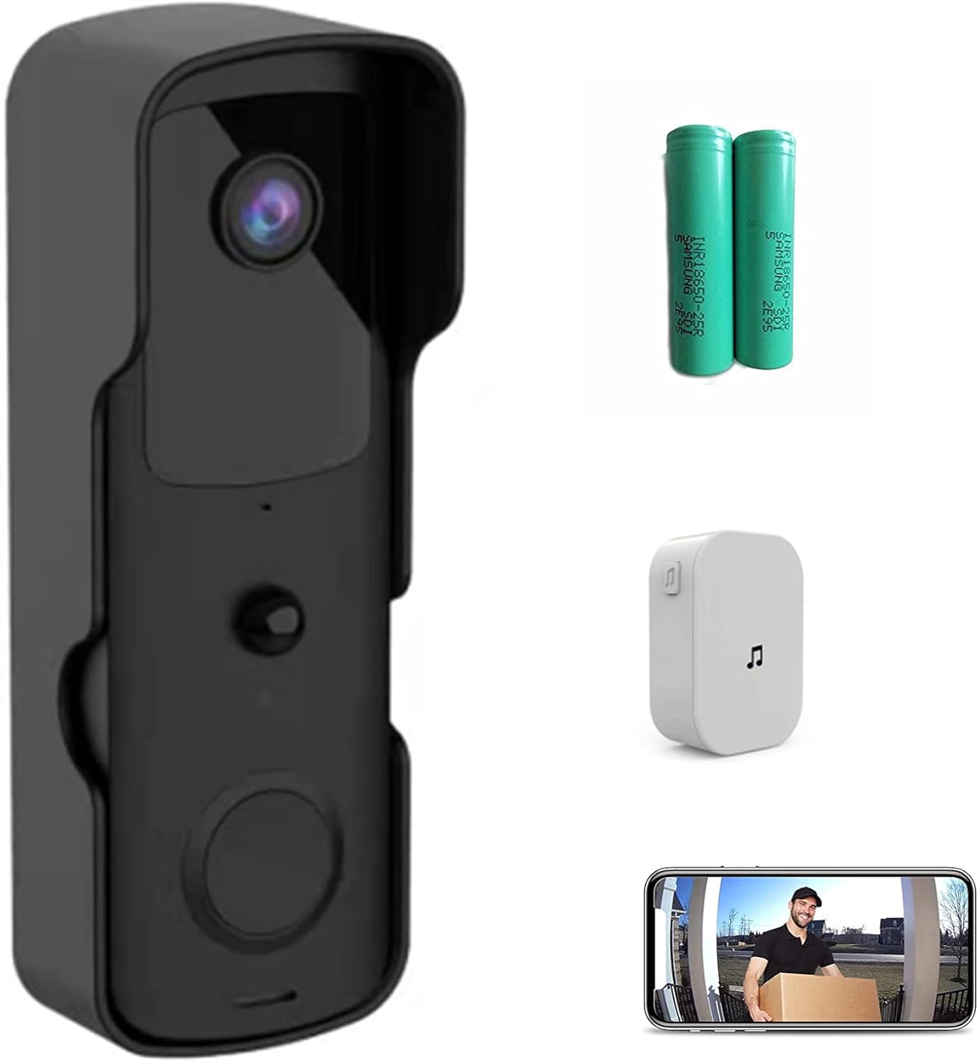 Wireless Video Doorbell Camera with Chime and Batteries L805061