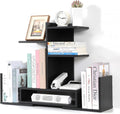 Black Adjustable Wooden Desktop Shelf Bookshelf Organizer B268647