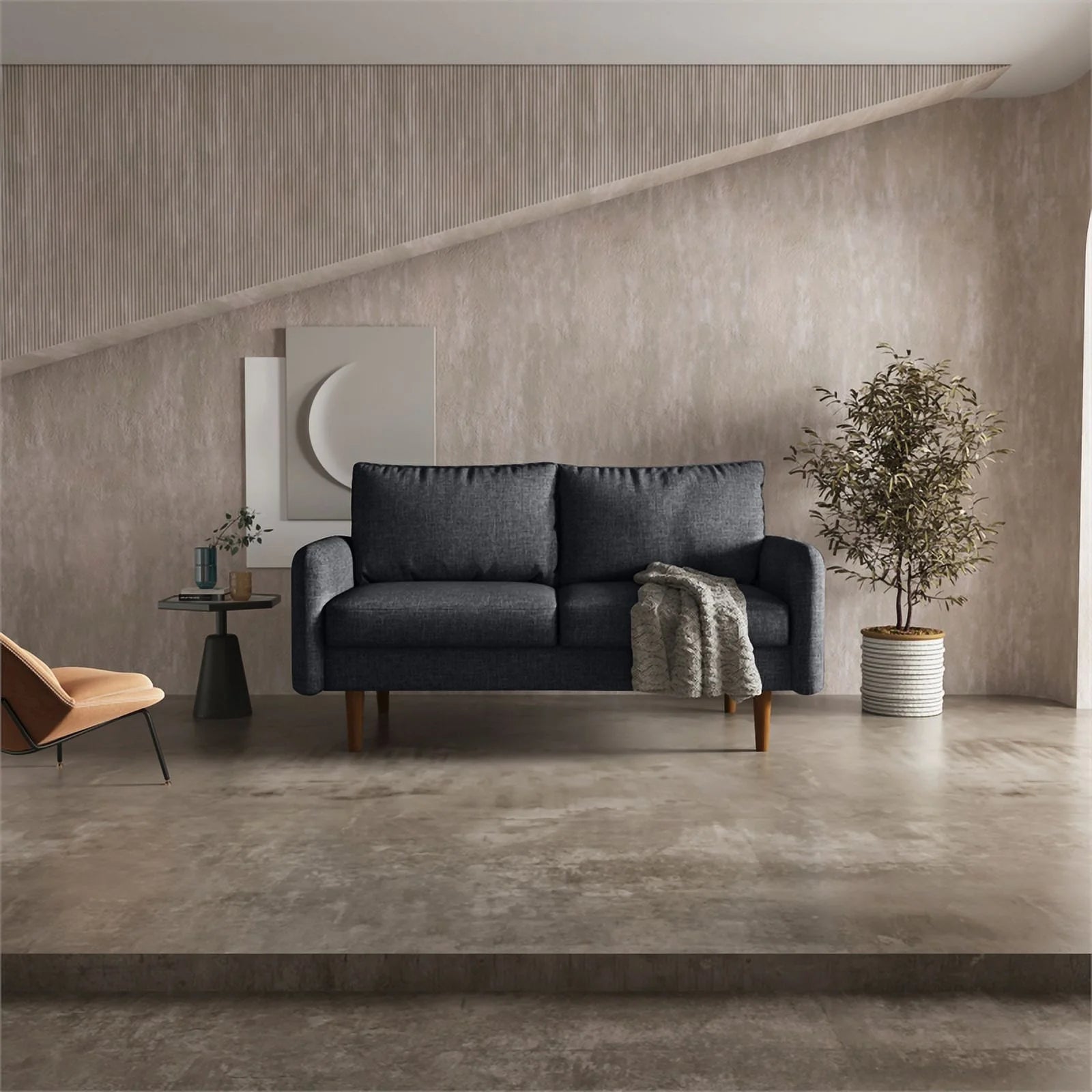 Black Fabric Standard Loveseat Z629