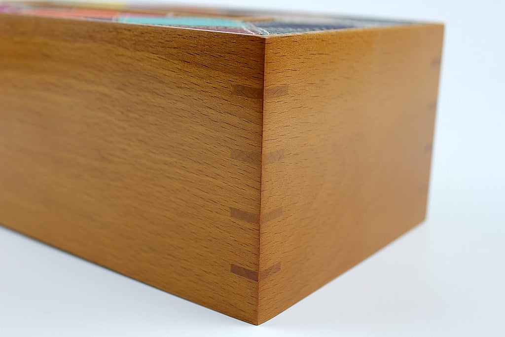 Rectangular Solid Wood and Calf Leather Tissue Box Cover, Pack of 2 T3752