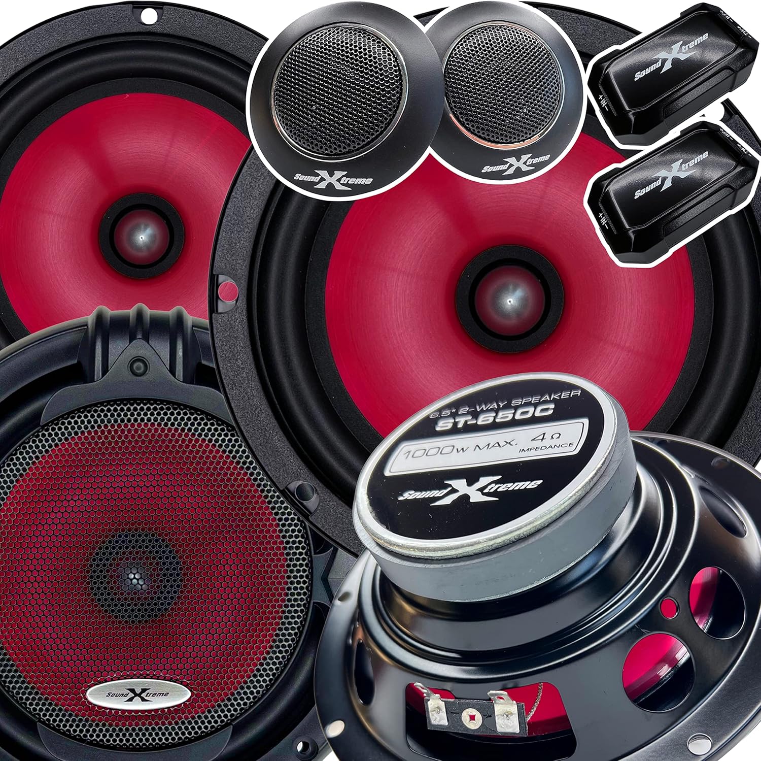 2 Pairs 6.5-Inch 2-Way Car Audio Component Speaker System Z1957
