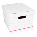 Corrugated Storage Boxes, Letter/Legal Size, 15" x 12" x 10", 60% Recycled, White/Red, Pack Of 12 P328017