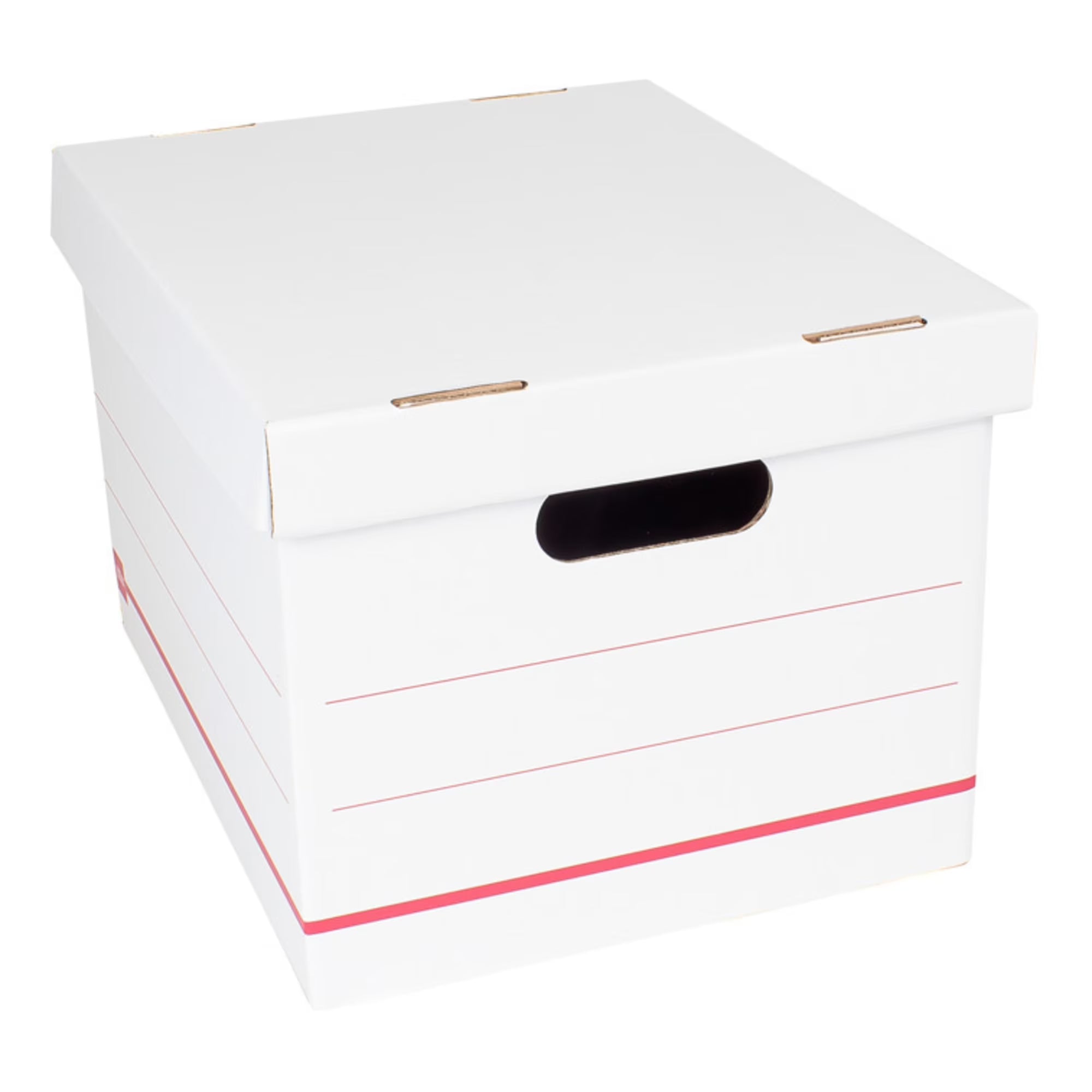 Corrugated Storage Boxes, Letter/Legal Size, 15" x 12" x 10", 60% Recycled, White/Red, Pack Of 12 P328017