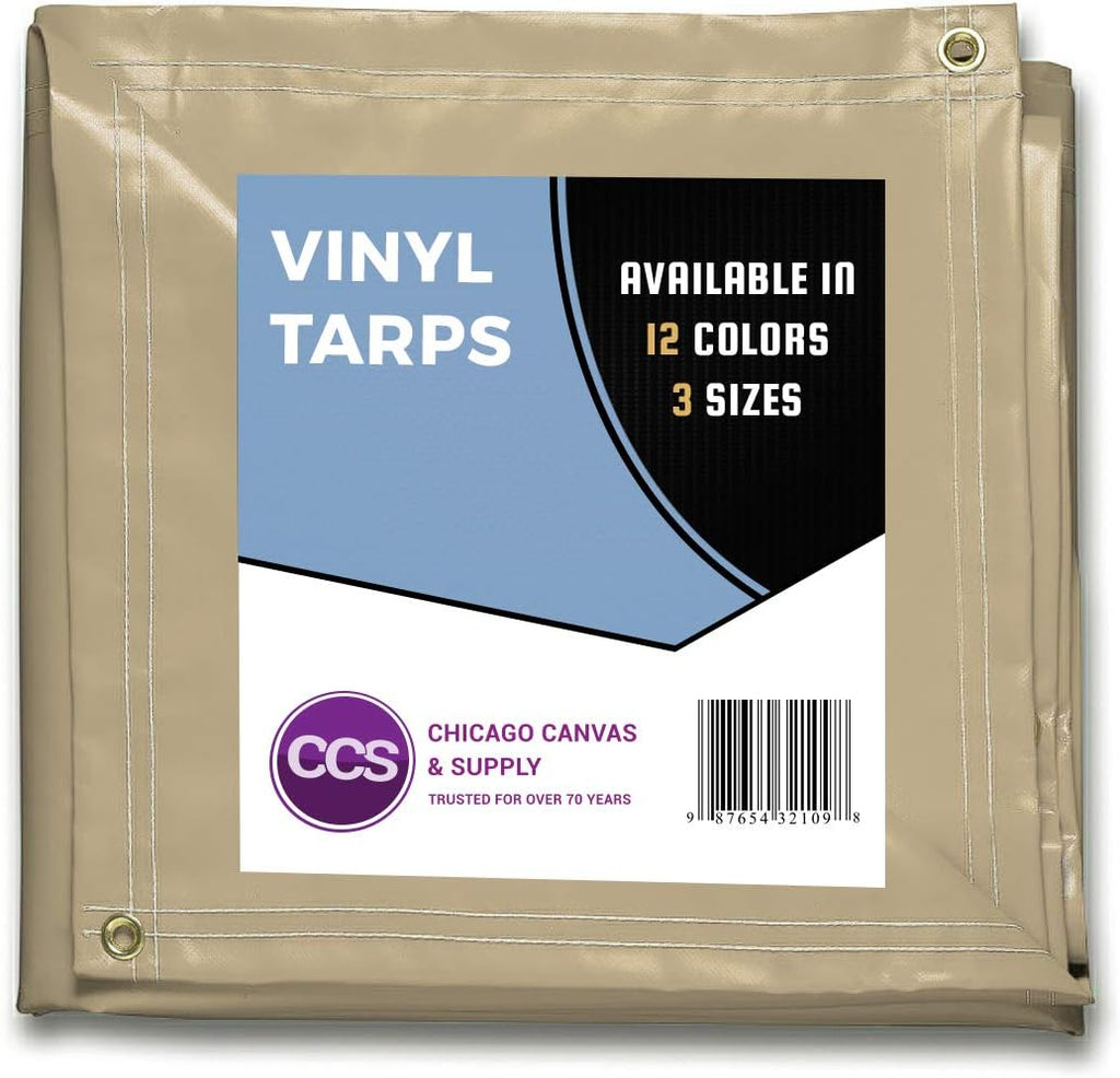 White 10 by 12 Feet Waterproof Vinyl Tarp with Rustproof Grommets X241