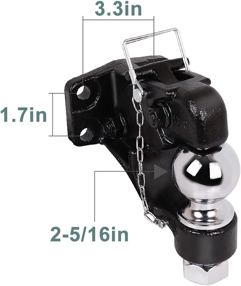 Pintle Hook Trailer Hitches with 2-5/16 Inch Ball, 16000 lbs, Black Powder Coat, Pack of 2 P119