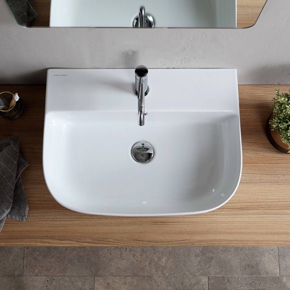 White Three Hole Bathroom Sink B7372