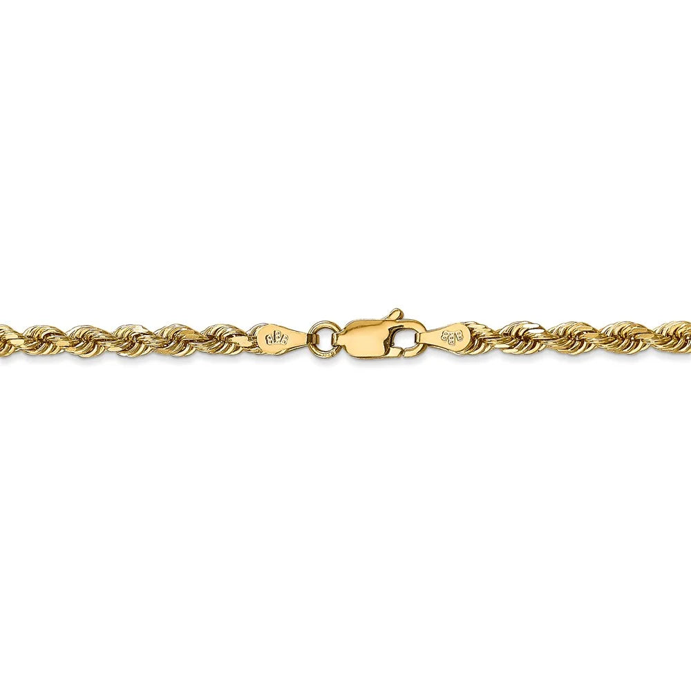14kt Yellow Gold Diamond Cut Rope Chain 24 inch Lobster Clasp O425
