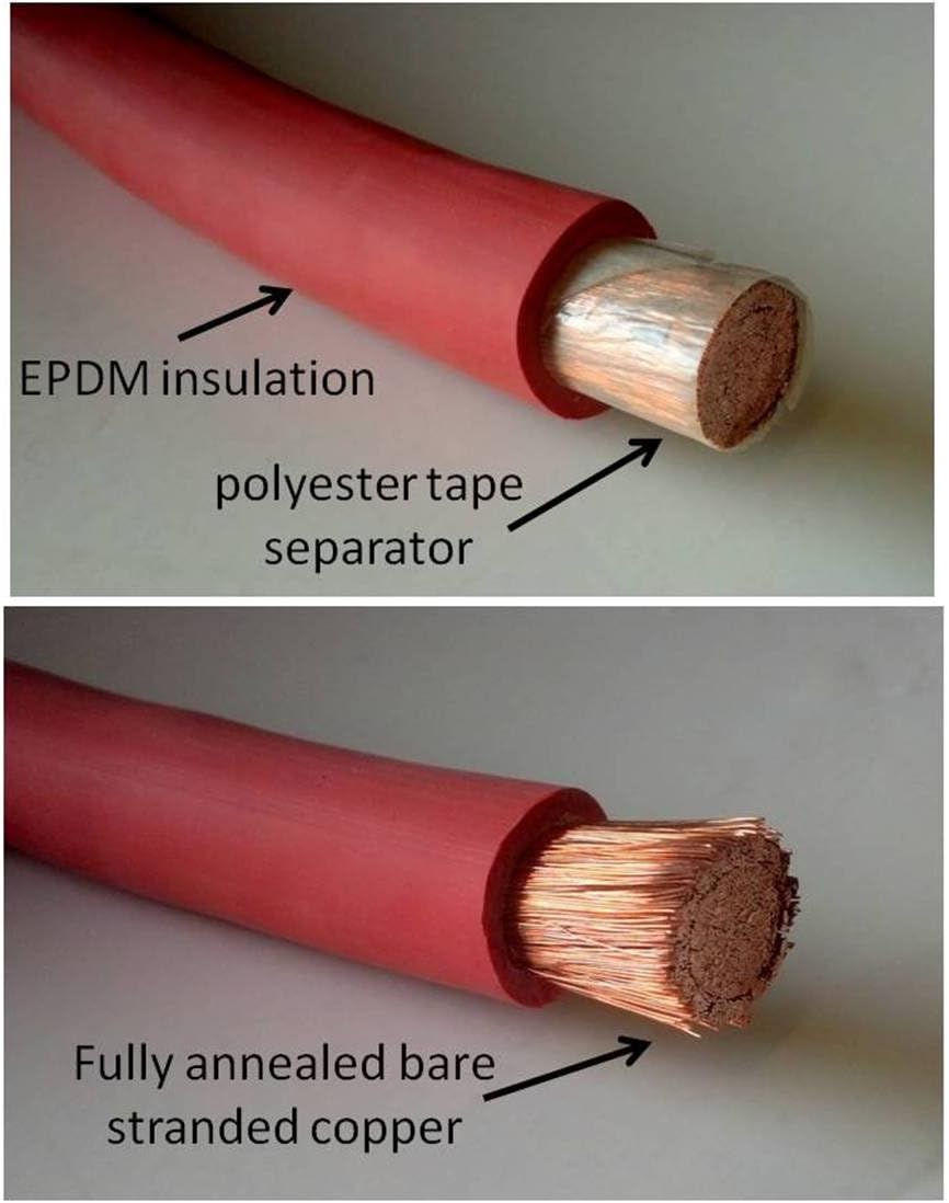 4/0 AWG Red Black Pure Copper Battery Inverter Cables, 18 in, 3/8 in Lugs, Pack of 2 J4058