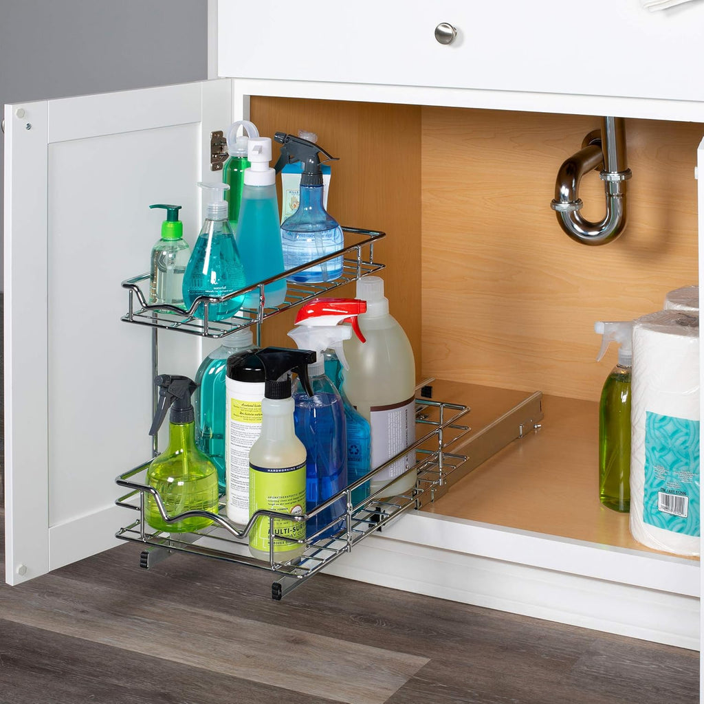 Under Sink Pull-Out Sliding Shelf Organizer, Chrome W2600