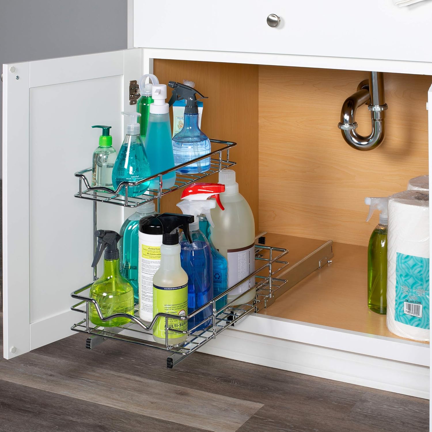 Under Sink Pull-Out Sliding Shelf Organizer, Chrome W2600