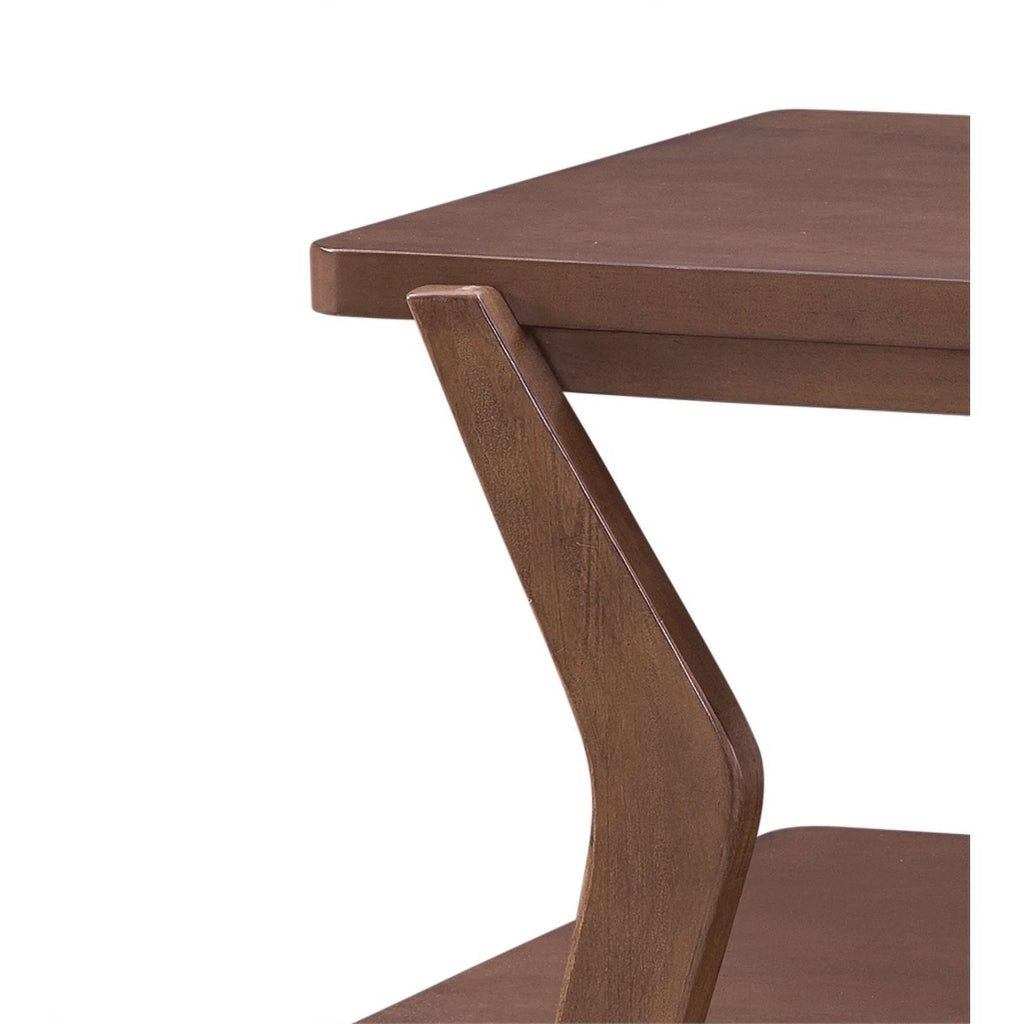 Brown Walnut Wood End Table with Lower Shelf G456176