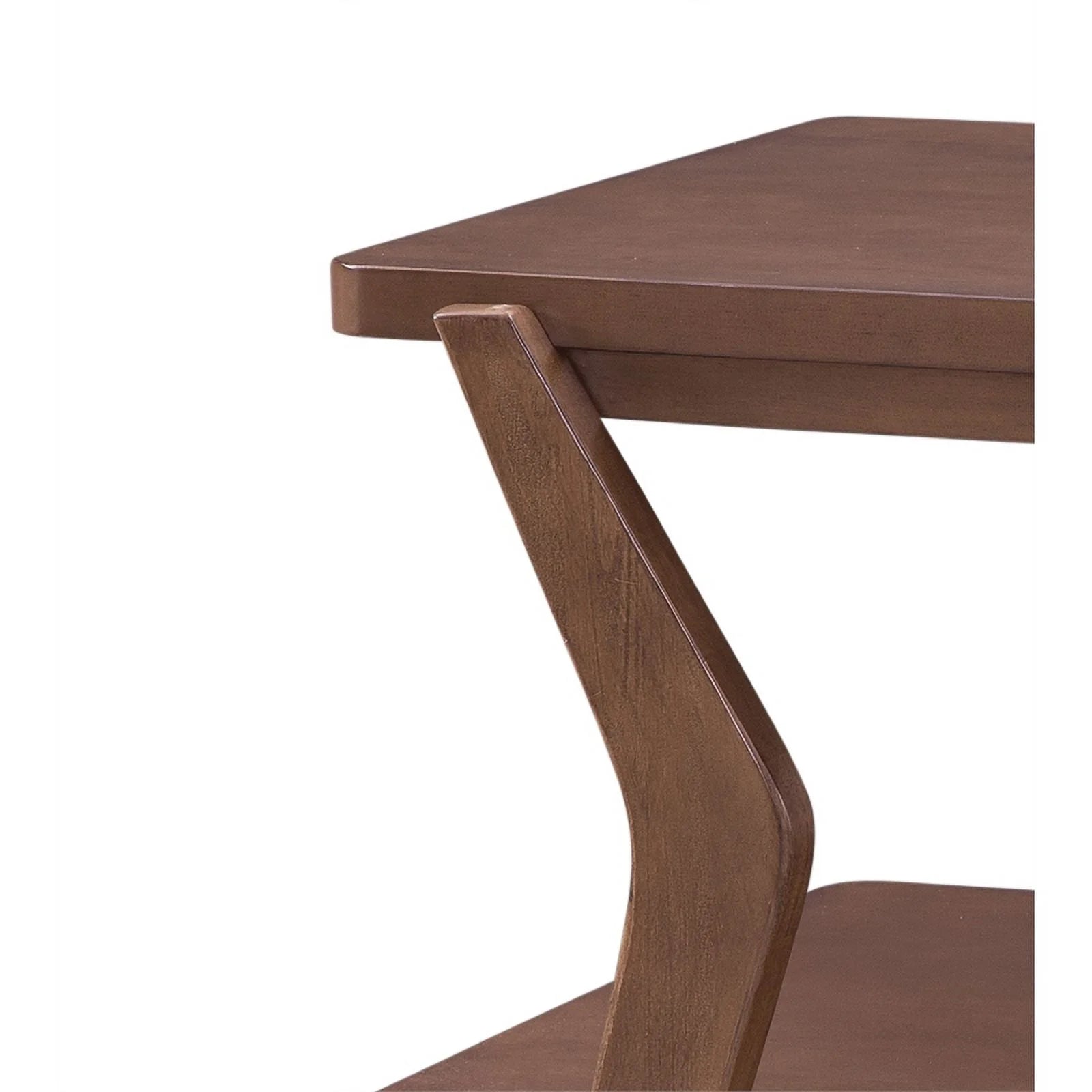 Brown Walnut Wood End Table with Lower Shelf G456176