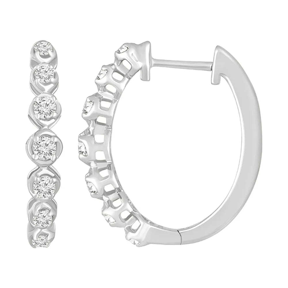 Sterling Silver Lab Grown Diamond Hoop Earrings S5811