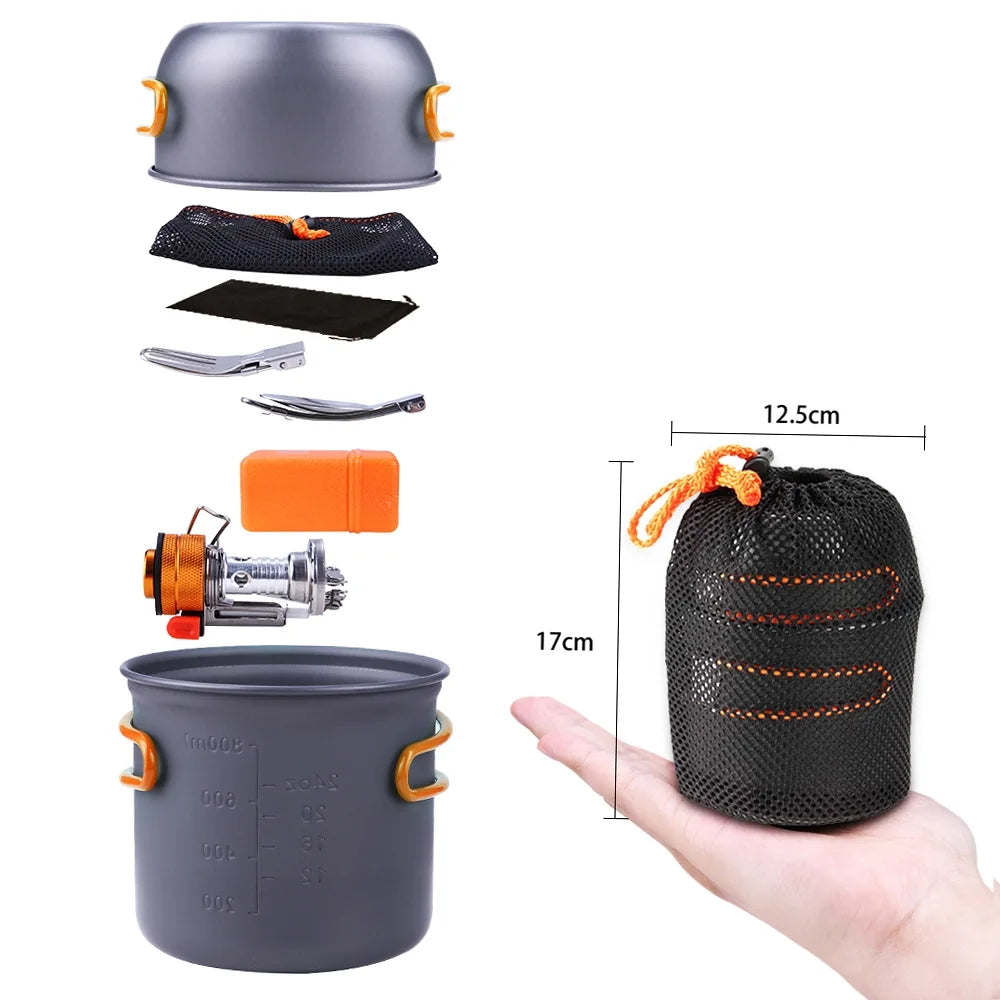 Camping Cookware Set with Stove, Pot, Fork and Spoon E247700