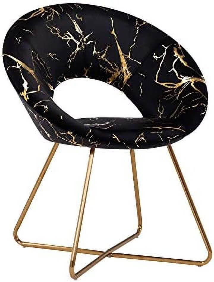 Khaki Velvet Upholstered Arm Chair with Golden Metal Frame Legs G484247