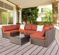 Maple Red Cushions 7Pcs Sectional Sofa Patio Conversation Set X93042
