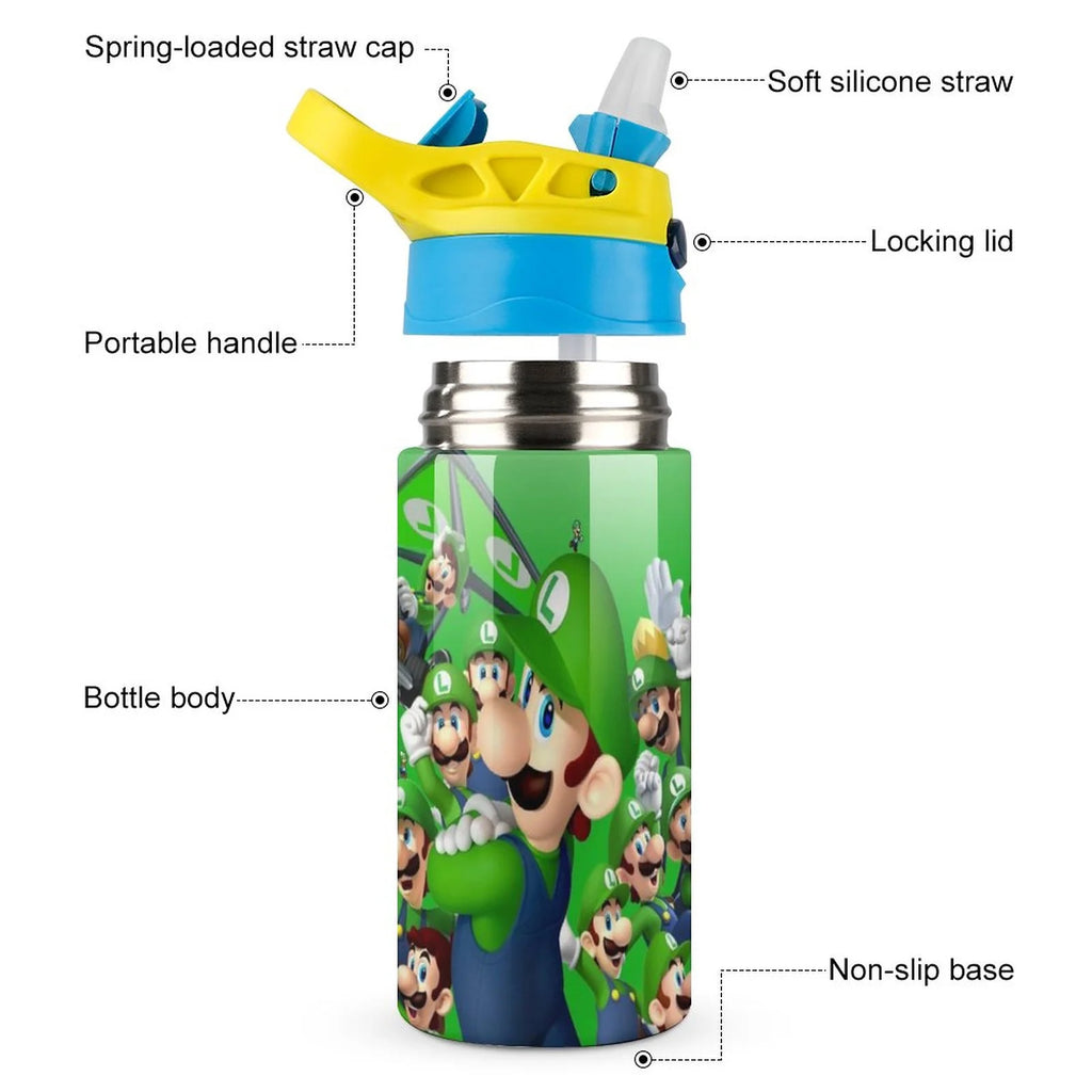 Insulated Water Bottle With Straw Stainless Steel Cup W6023