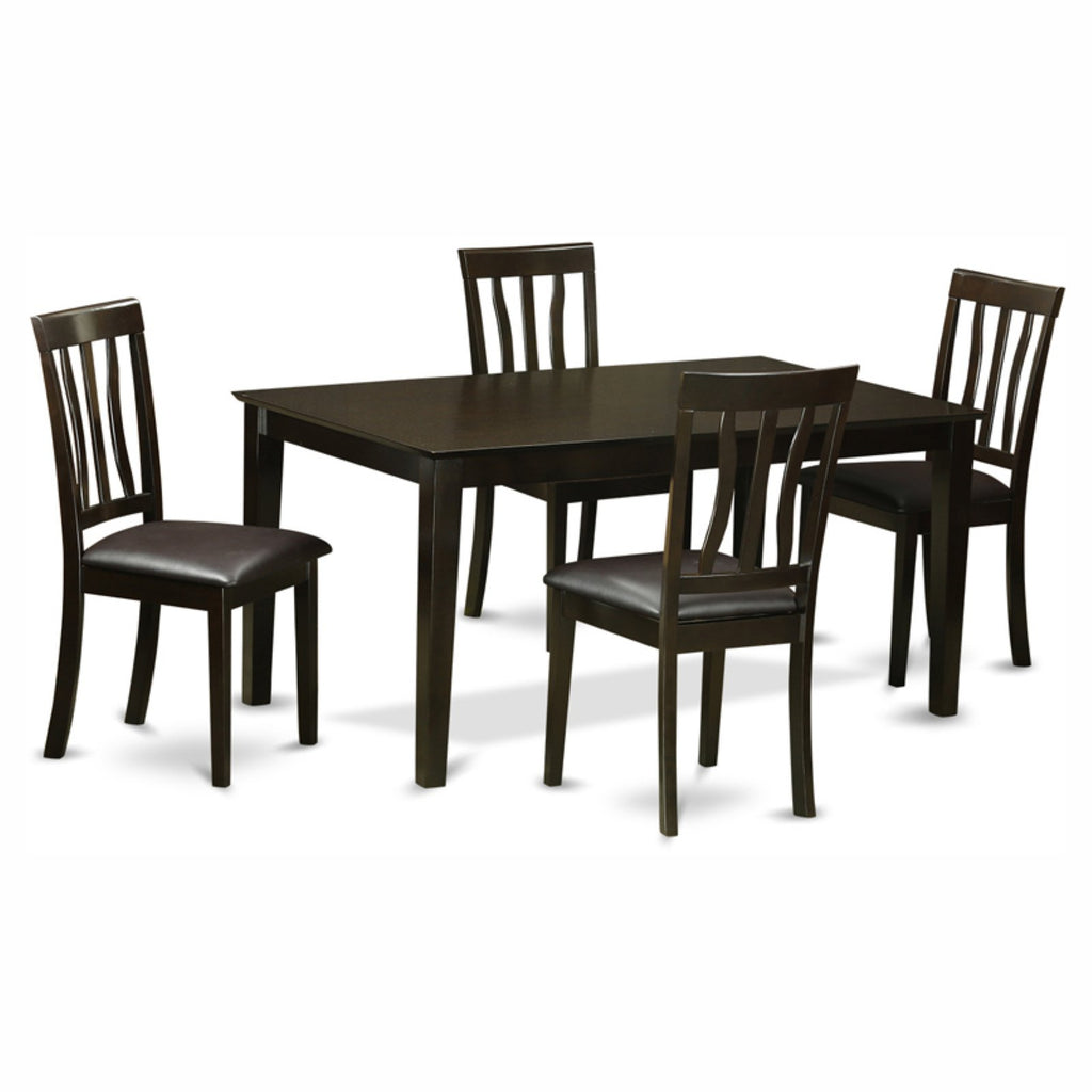 5 Piece Rectangular Dining Table Set with Faux Leather Seat Chairs L2101