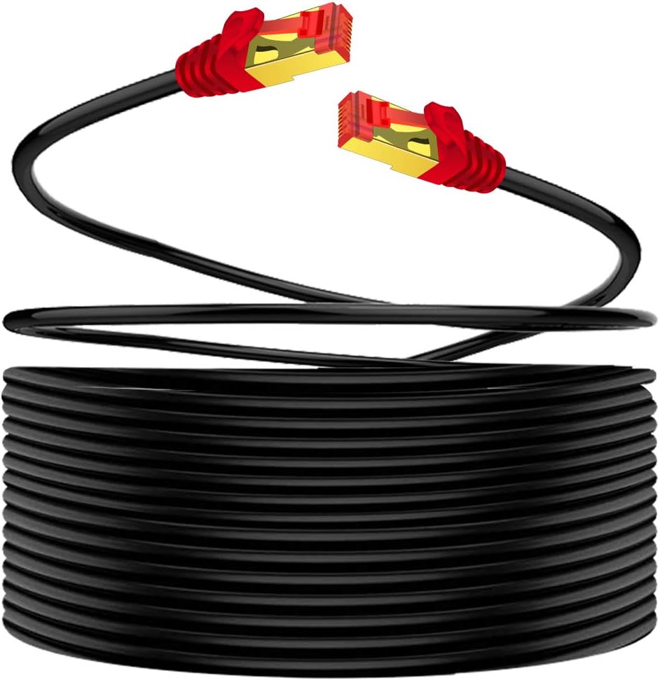 Outdoor CAT 7 Ethernet Cable 200 ft SSTP Waterproof Direct Burial L971