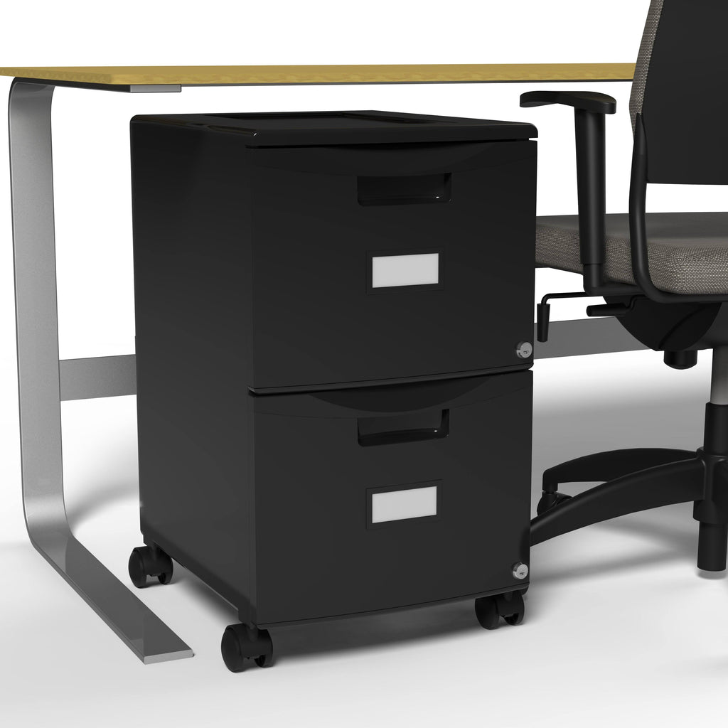 2-Drawer Mobile File Cabinet with Lock, All Black Y112