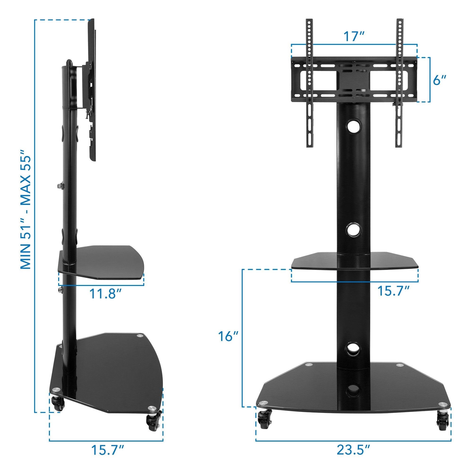 Mobile TV Stand Cart for Flat Screen TVs, Adjustable - Black L535271