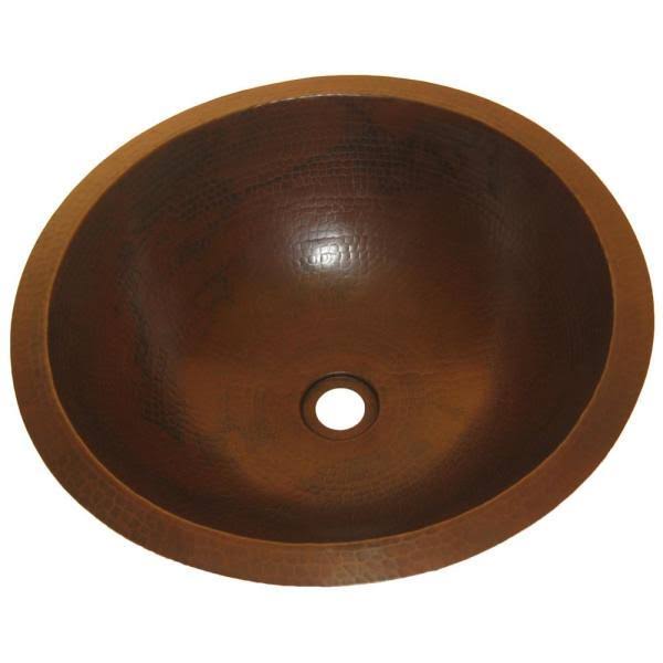Copper Bathroom Sink with Oil Rubbed Bronze Drain W100