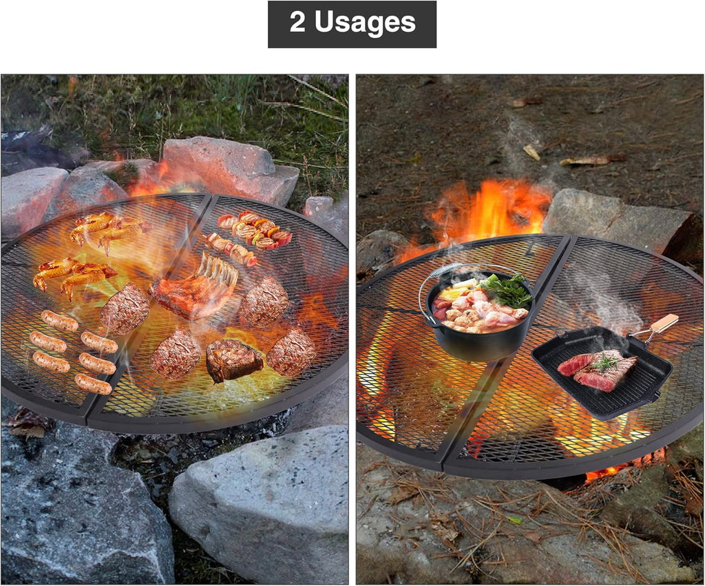 Black 30 Inch Heavy Duty Folding Round BBQ Grill Grate Z575
